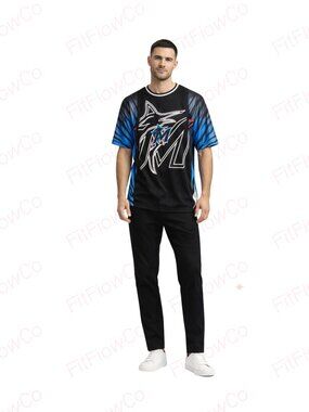 Pro Standard Miami Marlins Jersey XL Black Blue Graphic Athletic Shirt